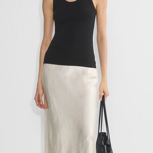 Aritzia Cream Satin Maxi Skirt